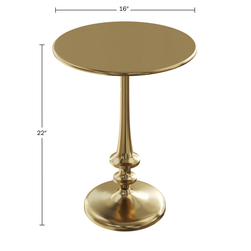 House of Hampton® Iron Pedestal Side Table with Antiqued Brass